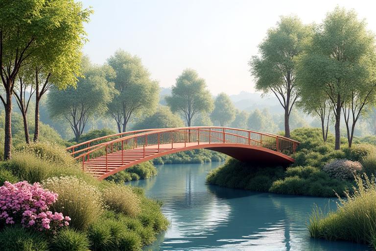 Diseño personalizado de puente con paisajismo