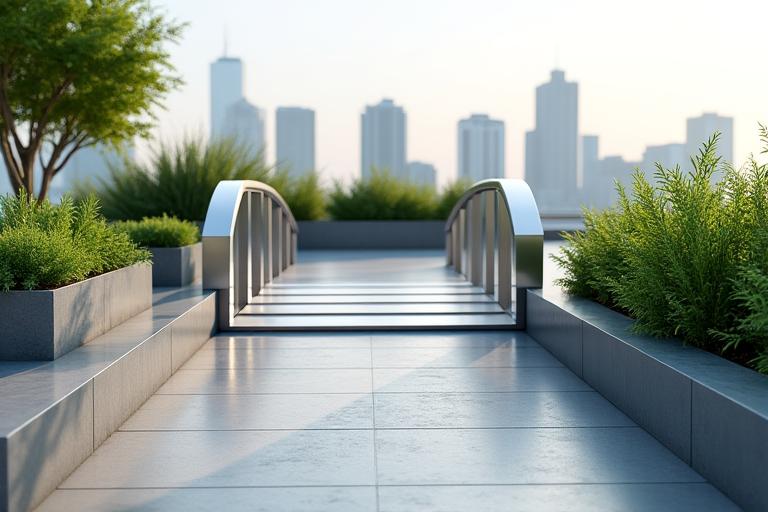 Puente metálico moderno en terraza